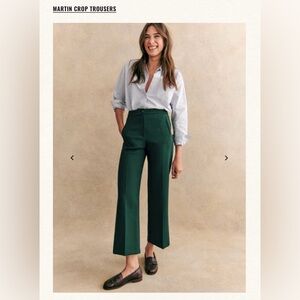 Sezane Forest Green Martin Crop Trousers